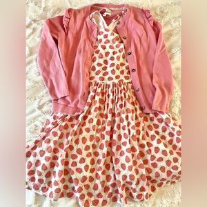 Girls Mini Boden Size 6/7 Strawberry CrossBack Dress with matchin…